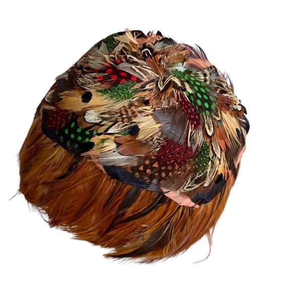 Vintage Pheasant Feathered Hat 20s - 30s Art Deco Style Flapper Hat